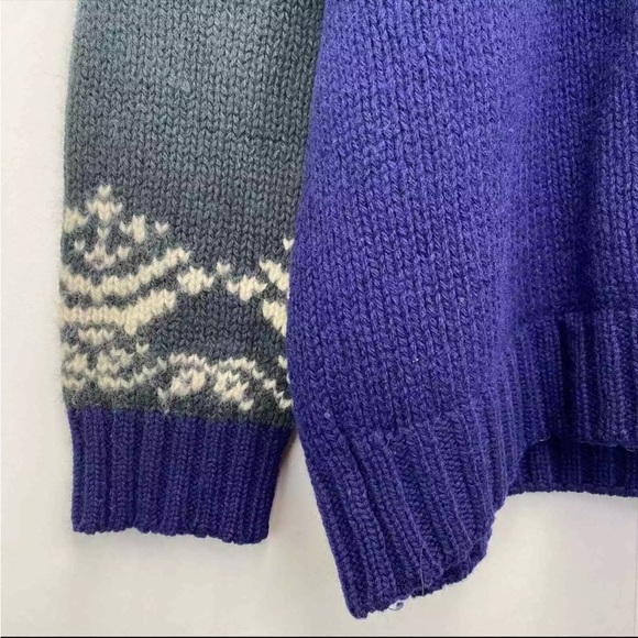 Vintage American Eagle Outfitters Wool Knit Sweater ColorBlock Snowflake Sz L - Picture 3 of 8